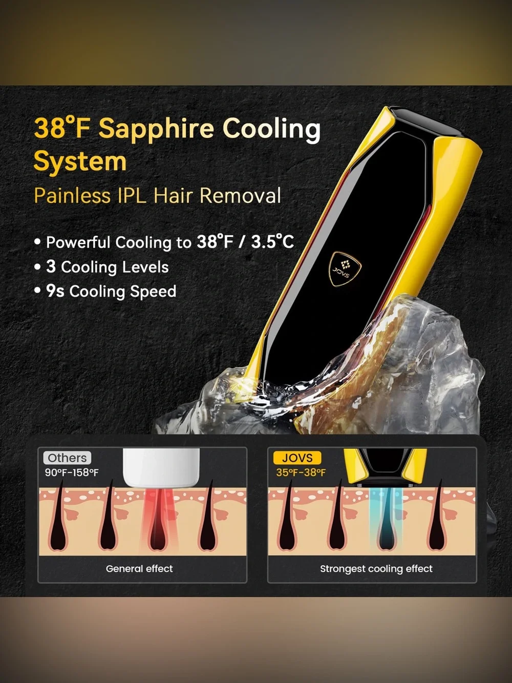 JOVS IPL permanent Portable Hair Removal Device 3 in 1 with attachments